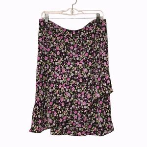 Karin Stevens Black Floral Womens Chiffon Skirt Size 16